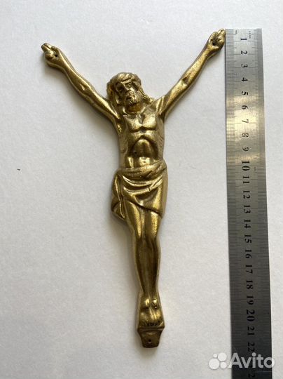 Старинное бронзовое распятие 21,5 см Иисус