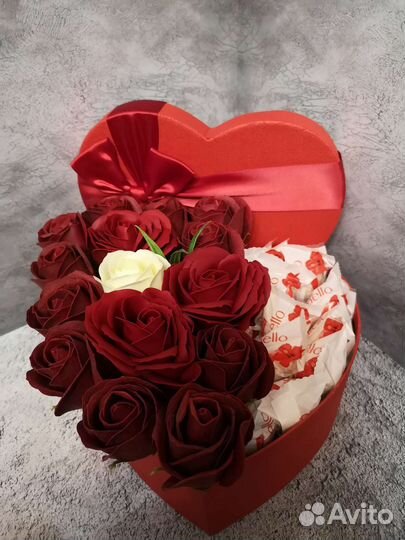 Букет сердце с раффаэлло