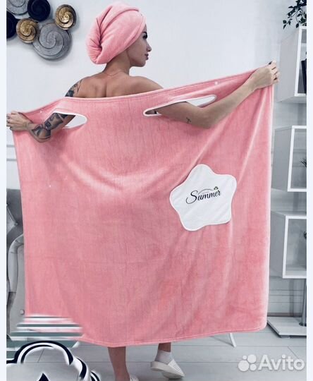 Банный набор халат-полотенце с чалмой