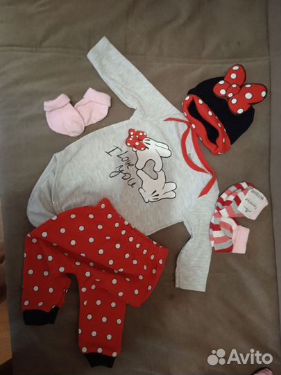 Костюм для девочки боди, штаны, шапочка) +боди68-7