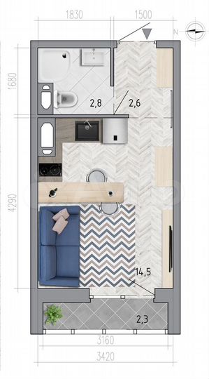 Квартира-студия, 21,1 м², 18/18 эт.