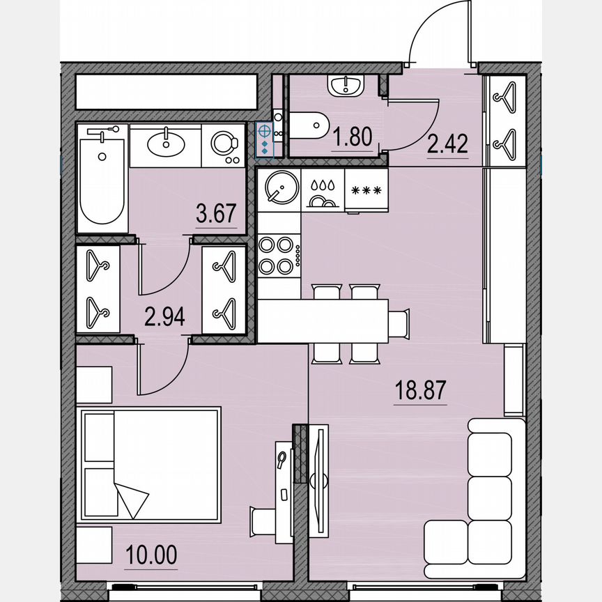 1-к. квартира, 39,7 м², 14/16 эт.