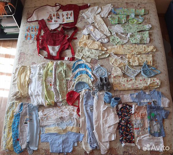 Детские вещи пакетом от 0, переноска-кенгуру