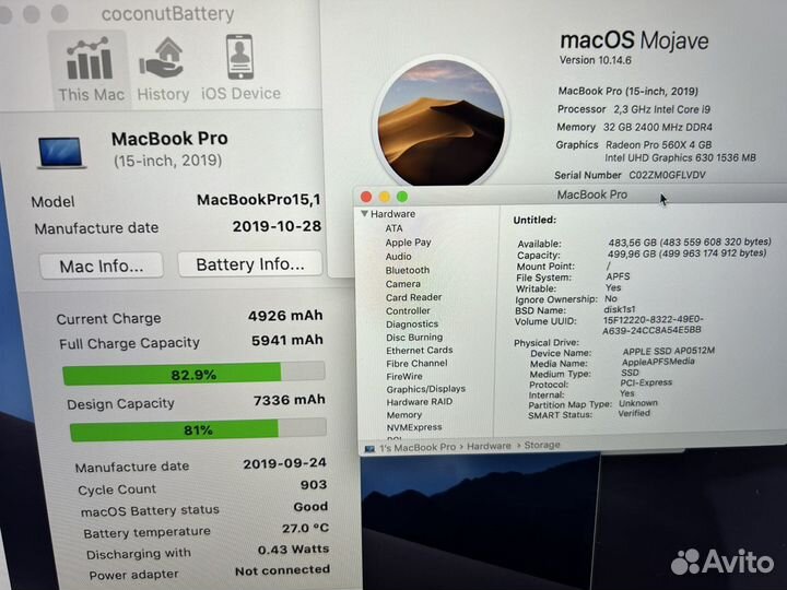 Apple MacBook Pro 15 2019 i9 32gb 500gb