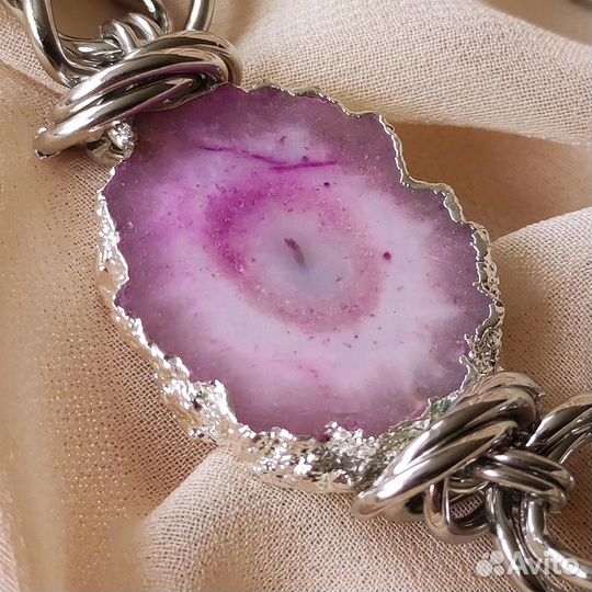 Браслет с камнем розовый агат