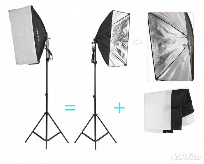 Комплект Фотографа 3 Фона 2 Софта 2 Зонта и Ворота