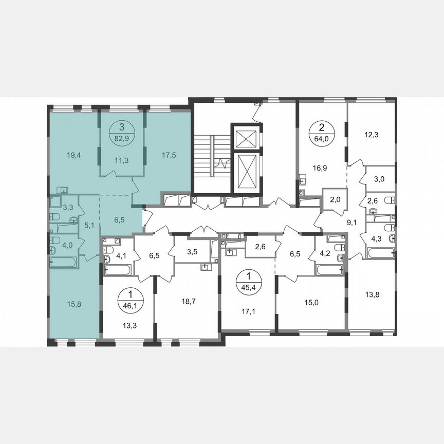 3-к. квартира, 82,9 м², 5/19 эт.