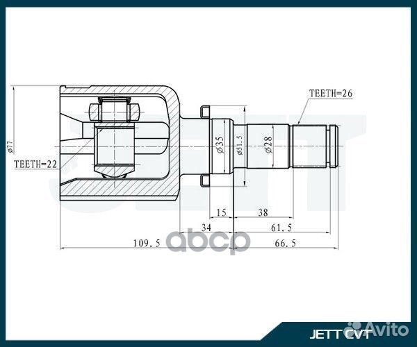 ШРУС внутренний jett V40-4047 V40-4047 jett