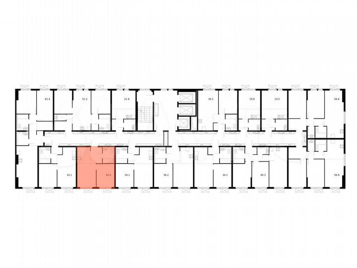 1-к. квартира, 34,3 м², 17/25 эт.