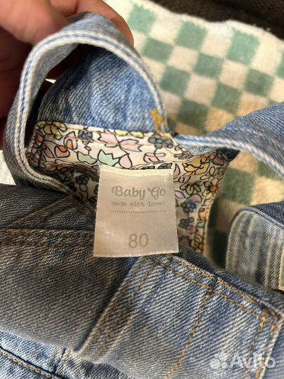 Джинсовый комбинезон утепленный р. 80