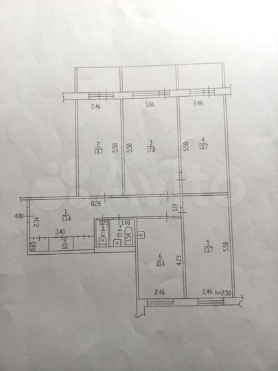 4-к. квартира, 87,3 м², 6/9 эт.