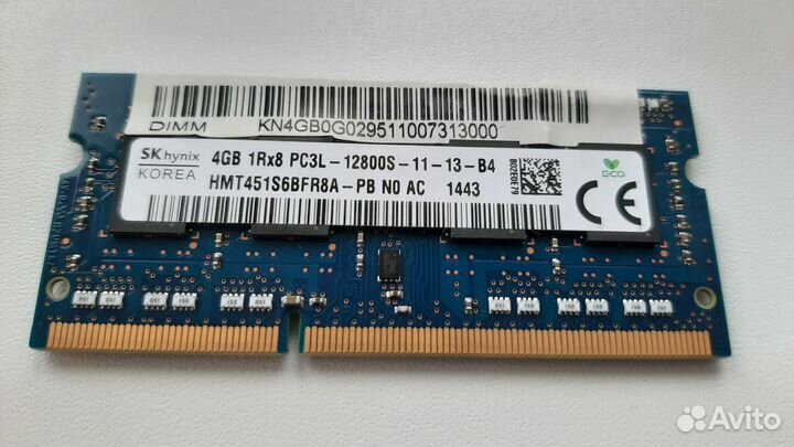 Оперативная память DDR3L для ноутбука 4gb