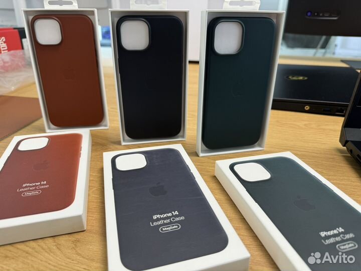 Кожаный чехол iPhone 14 оригинал