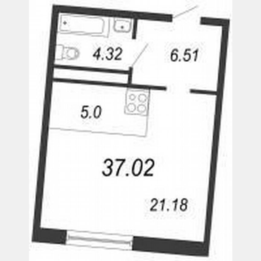 Апартаменты-студия, 37 м², 11/11 эт.