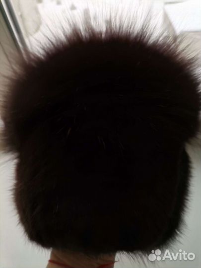 Шапка новая женская вязаный мех норки натуральный