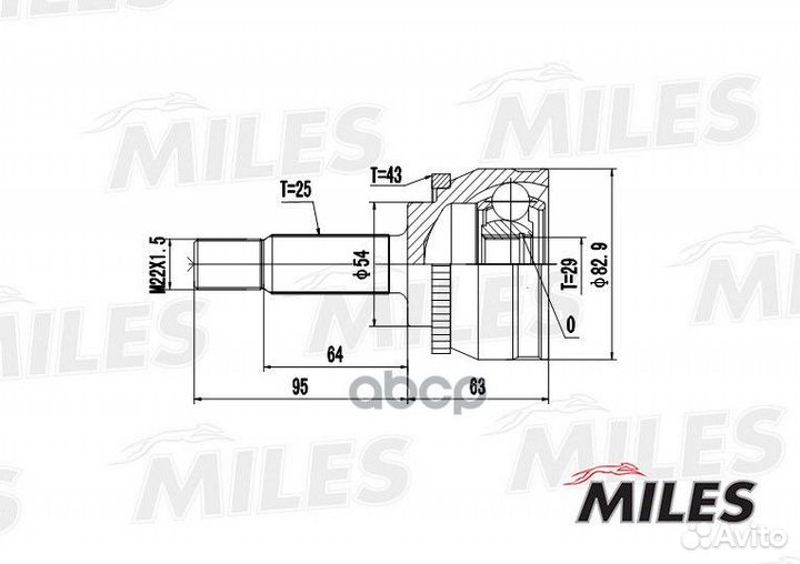 Шрус mitsubishi carisma 1.6-1.9TD 96-06 нар.(AB