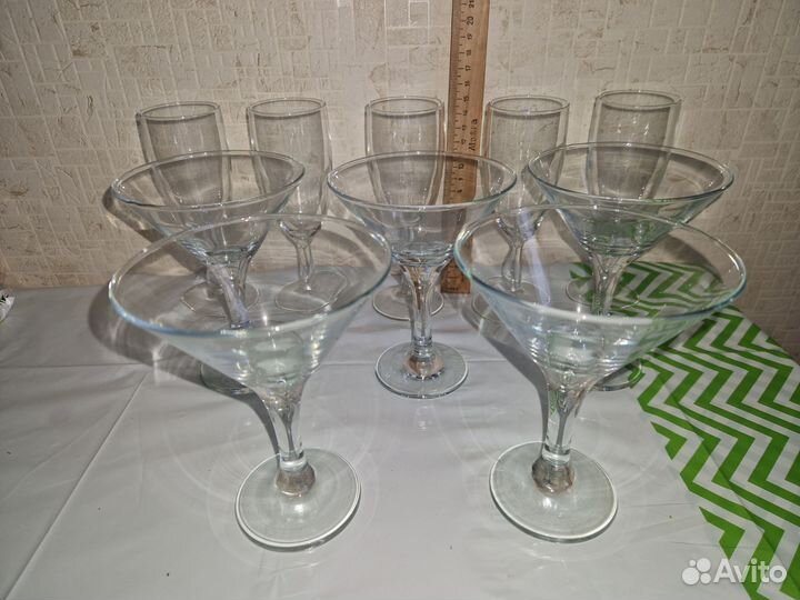 Бокалы для вина и шампанского -по 5шт