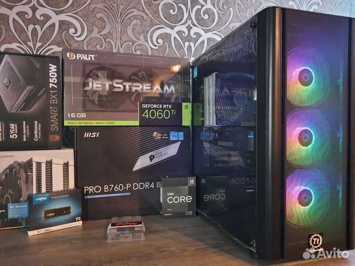 Новый RTX4060Ti16+Core i5 13490F в Themaltake V250