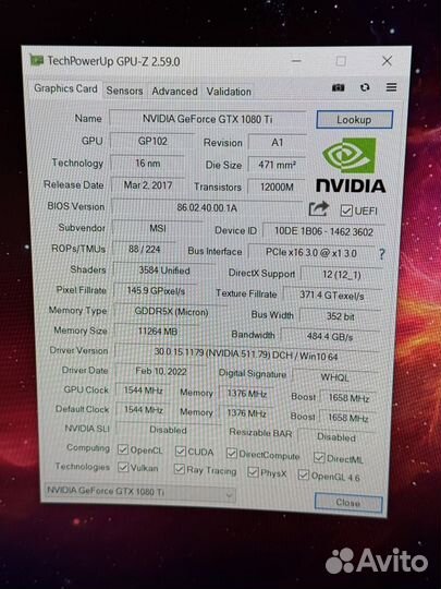 Видеокарта Gtx 1080 Ti 11 Gb Gaming X