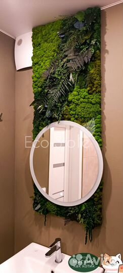 Панно из мха в ванную под зеркало