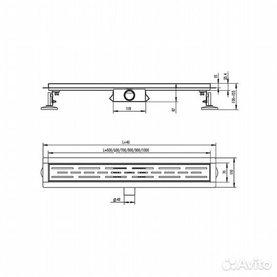 Душевой лоток графит Raglo R651.80.09