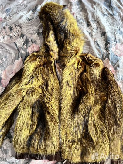 Шуба из натурального меха енота