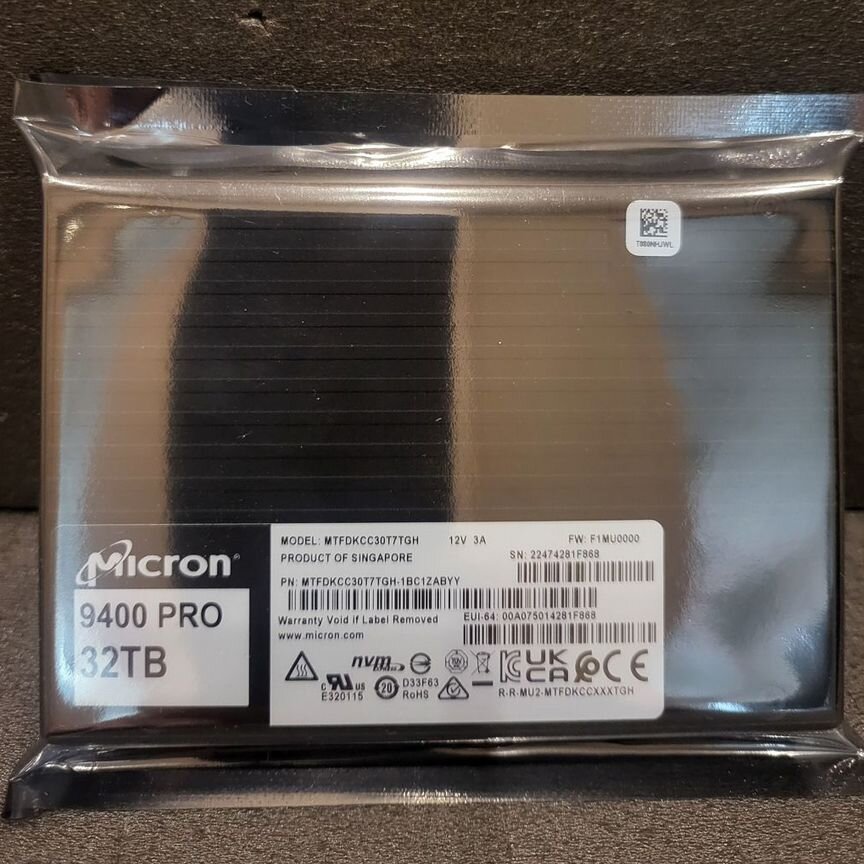 [MTFDDAK1T9TDC-1AT1ZAB] Micron 9400pro 32tb Mtfdkcc30t7tgh U3 Mtfddak1t9tdc-1at1zab
