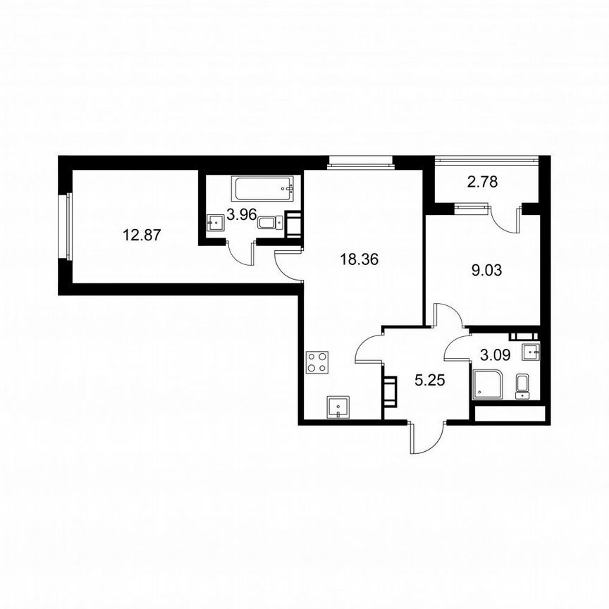 2-к. квартира, 54 м², 4/9 эт.