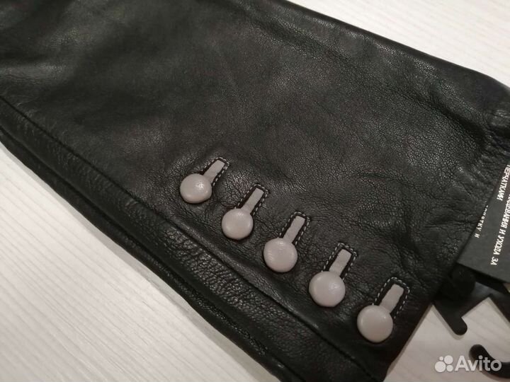 Перчатки удлинённый женские кожаные новые