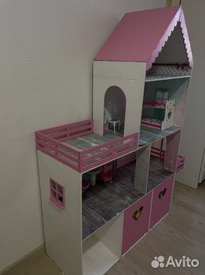 Домик кукольный с тремя ящиками для игрушек