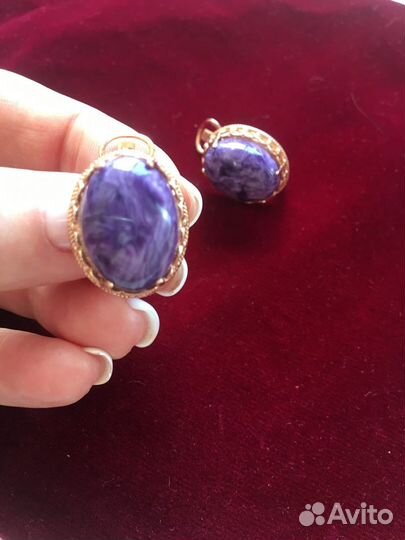Серебряные серьги с чароитами