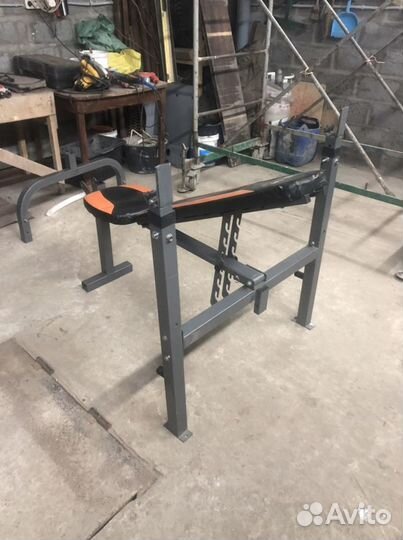 Стойка для штанги, скамья