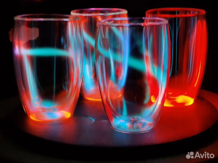 Комплект неоновых стаканов с подставкой