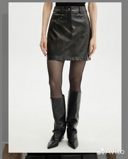 Юбка кожаная новая