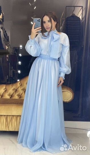Вечернее длинное платье, пышное