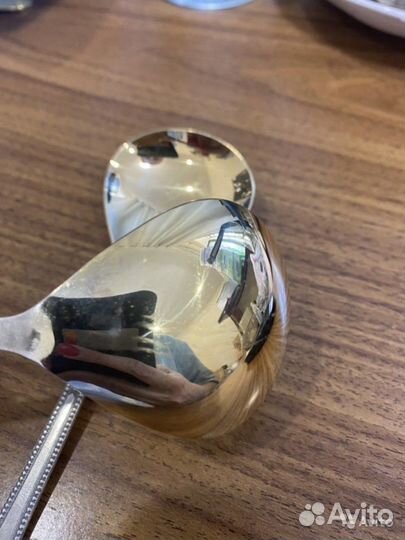 Десертные мельхиоровые ложки с позолотой