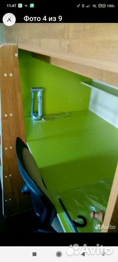 Детская кровать чердак со столом и шкафом