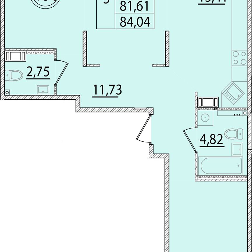 3-к. квартира, 79,2 м², 2/4 эт.