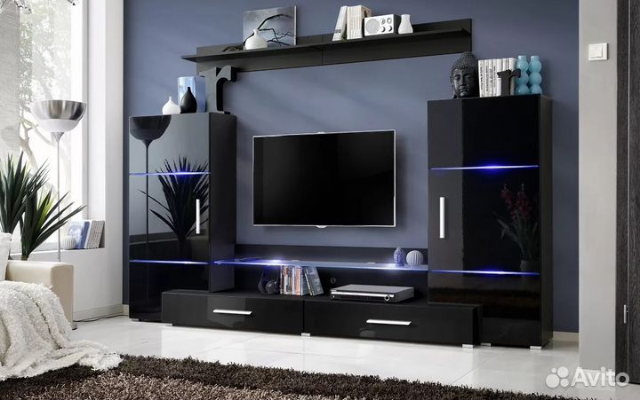 Гостиная Домино черный глянец