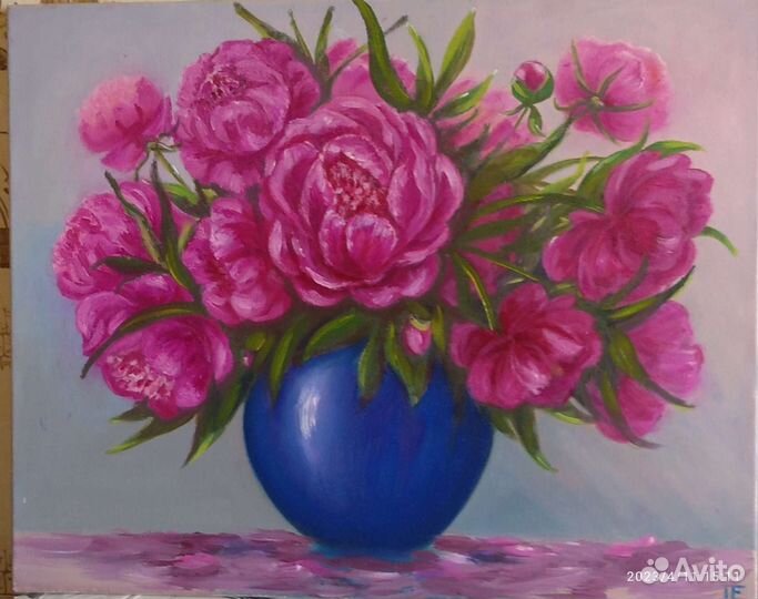 Картина маслом Пионы