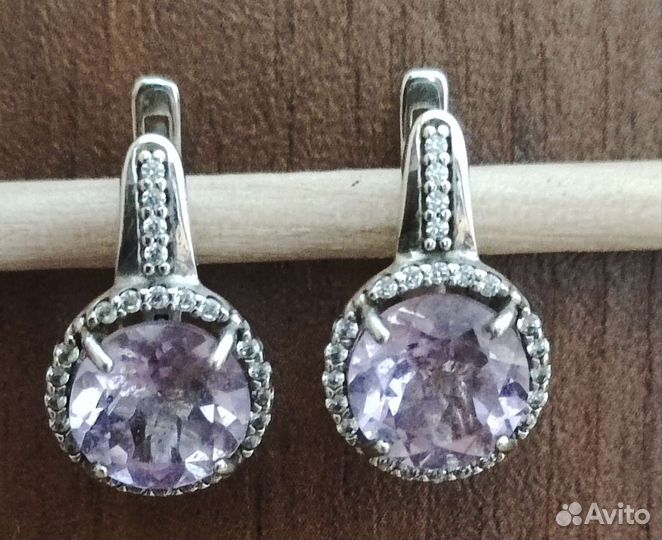 Серебряные серьги с аметистом