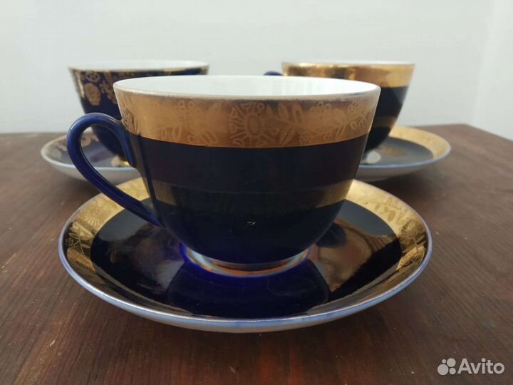 Чайная пара лфз кобальт фарфор