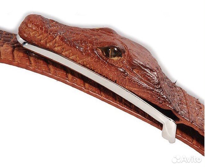 Ремень мужской кожаный с головой крокодила