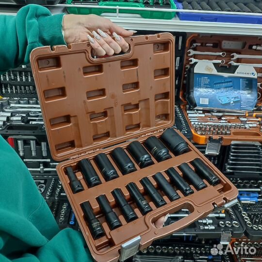 Набор головок ударных глубоких 16пр.1/2