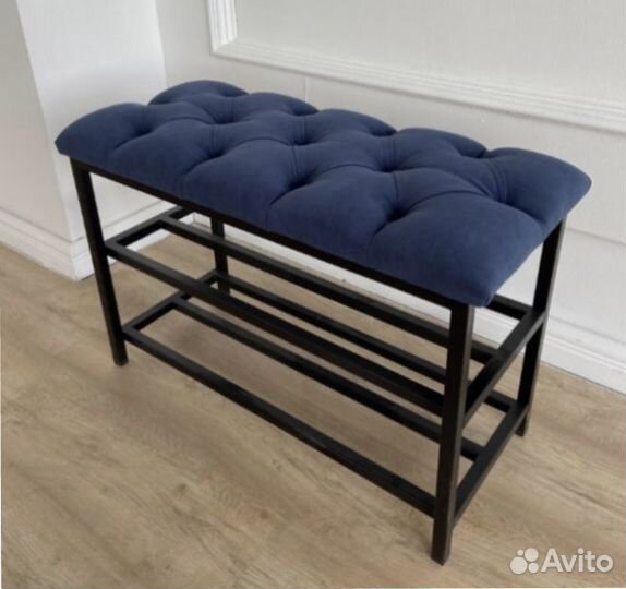 Обувница банкетка из металла с каретной стяжкой