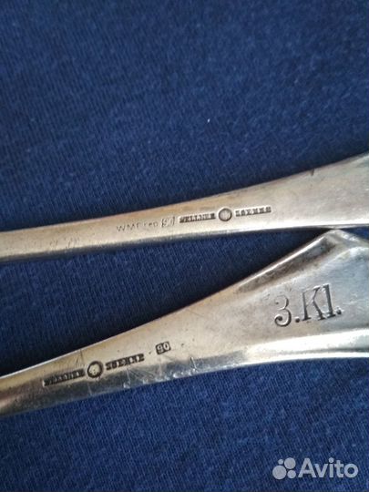 Вилки старинные посеребрённые 5шт