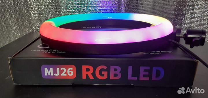 Цветная кольцевая лампа RGB LED 26см со штативом
