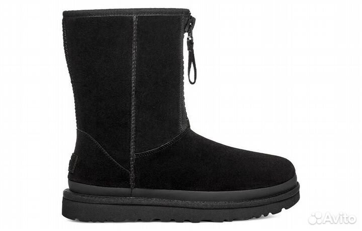 UGG Classic Short Zipper Tape Logo Boot 'Black' Women's (38)