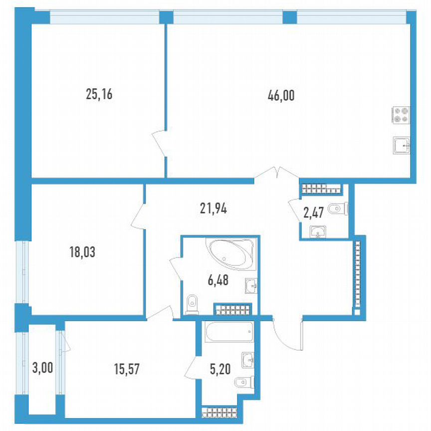2-к. квартира, 139 м², 16/23 эт.