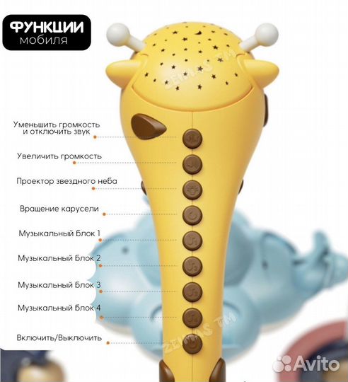 Мобиль жираф с пультом